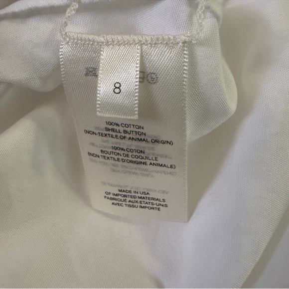 The Row White Cotton button up Shirt Size 8 Elongated Cuff - Picture 10 of 14